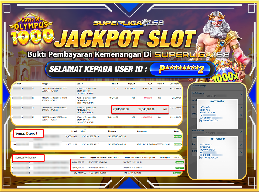 SUPERLIGA168 JACKPOT GATES OF OLYMPUS 1000 Rp.69,546,000-LUNASSS